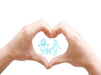 Positive Parenting Hand making heart around family Positive Parenting Hand making heart around family